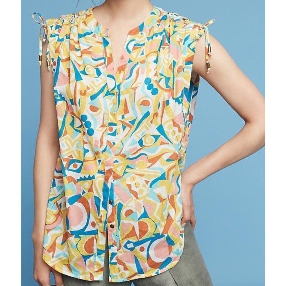 Anthropologie Danielle Kroll Brooklynite Printed Top XS